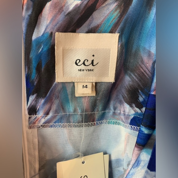 eci Water Color Maxi Dress Blue White - Picture 3 of 5